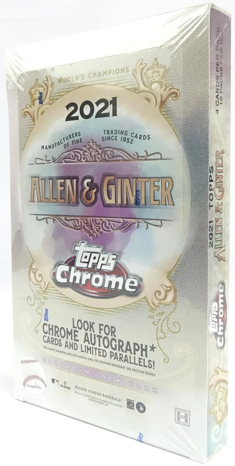 2021 Topps Allen & Ginter Chrome Baseball Hobby Box 18 Packs Per Box 4 Cards Per Pack