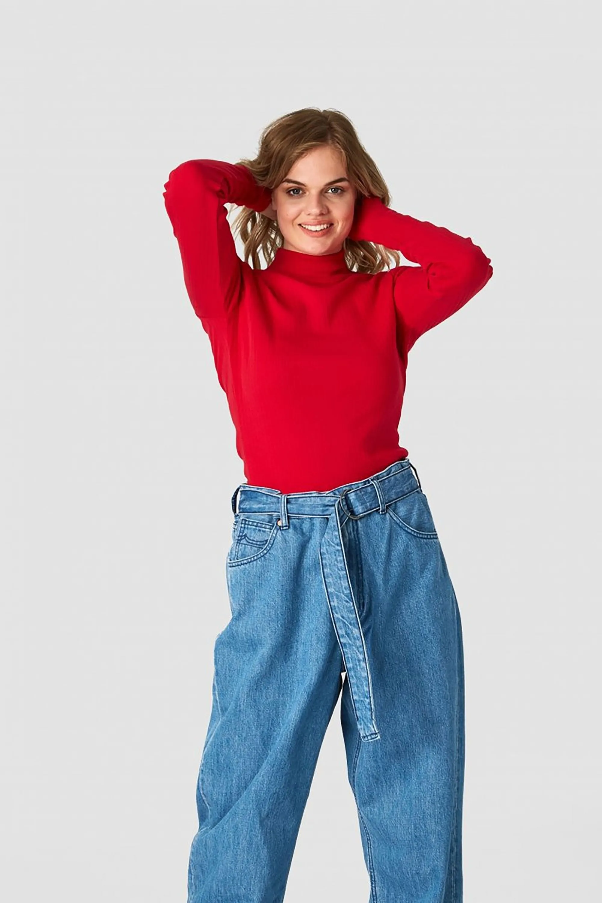 alice belted jeans light marble