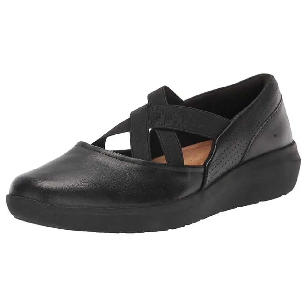 Clarks Kayleigh Cove Black Combi Leather Shoe (Women's)