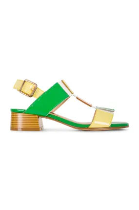 Colourful & fun Leather Sandal | GREEN MULTI | NIA YY