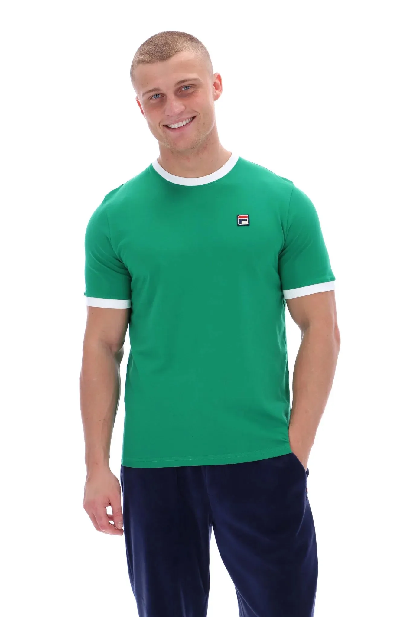 Fila Vintage Men's Marconi Essential Ringer T Shirt Jelly Bean Green