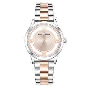 Kenneth Cole New York - KCWLG2220102 - Stainless Steel Wrist Watch for Women - Silver & Rose Gold