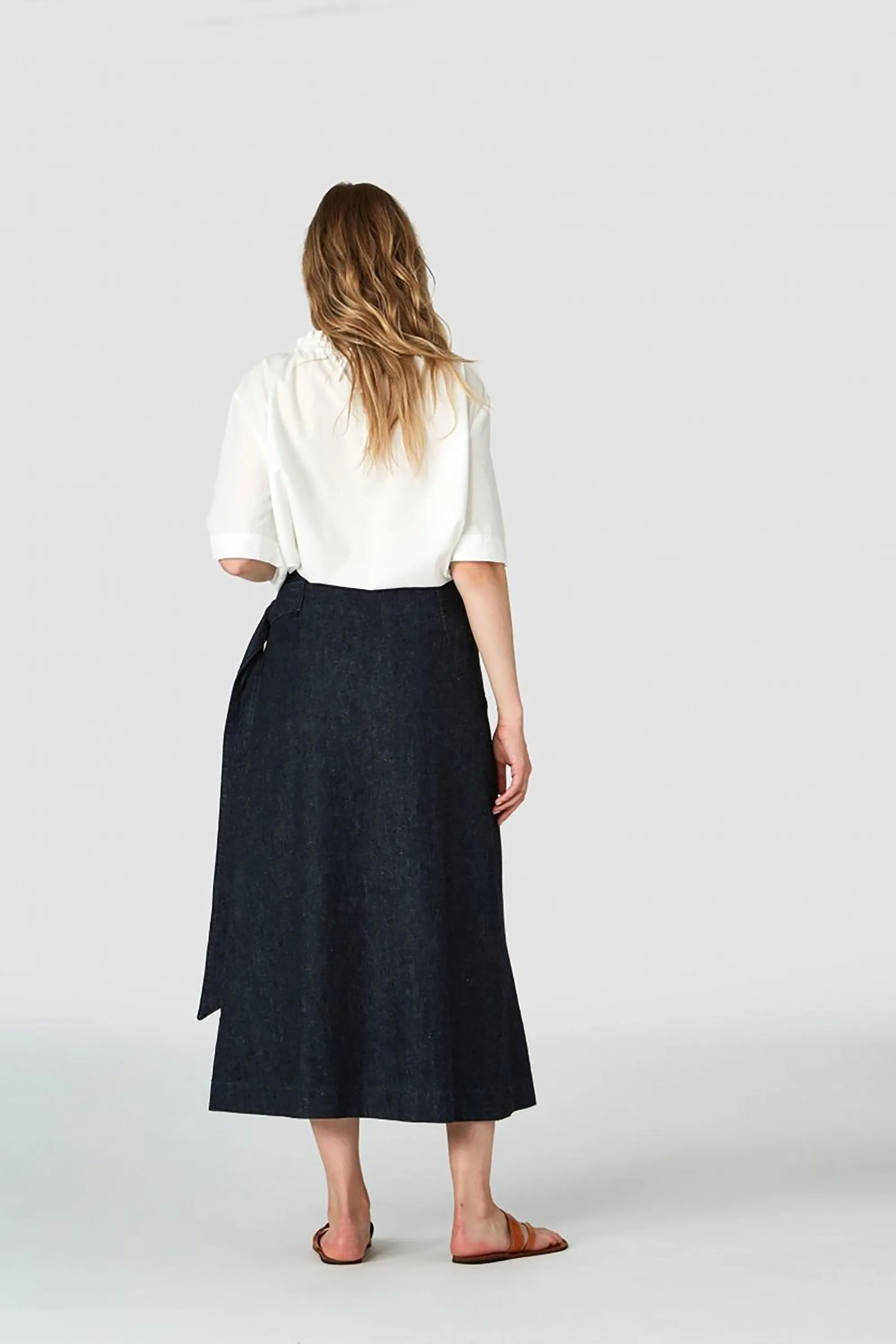 leia skirt dark hemp rinse <br> by Kings Of Indigo