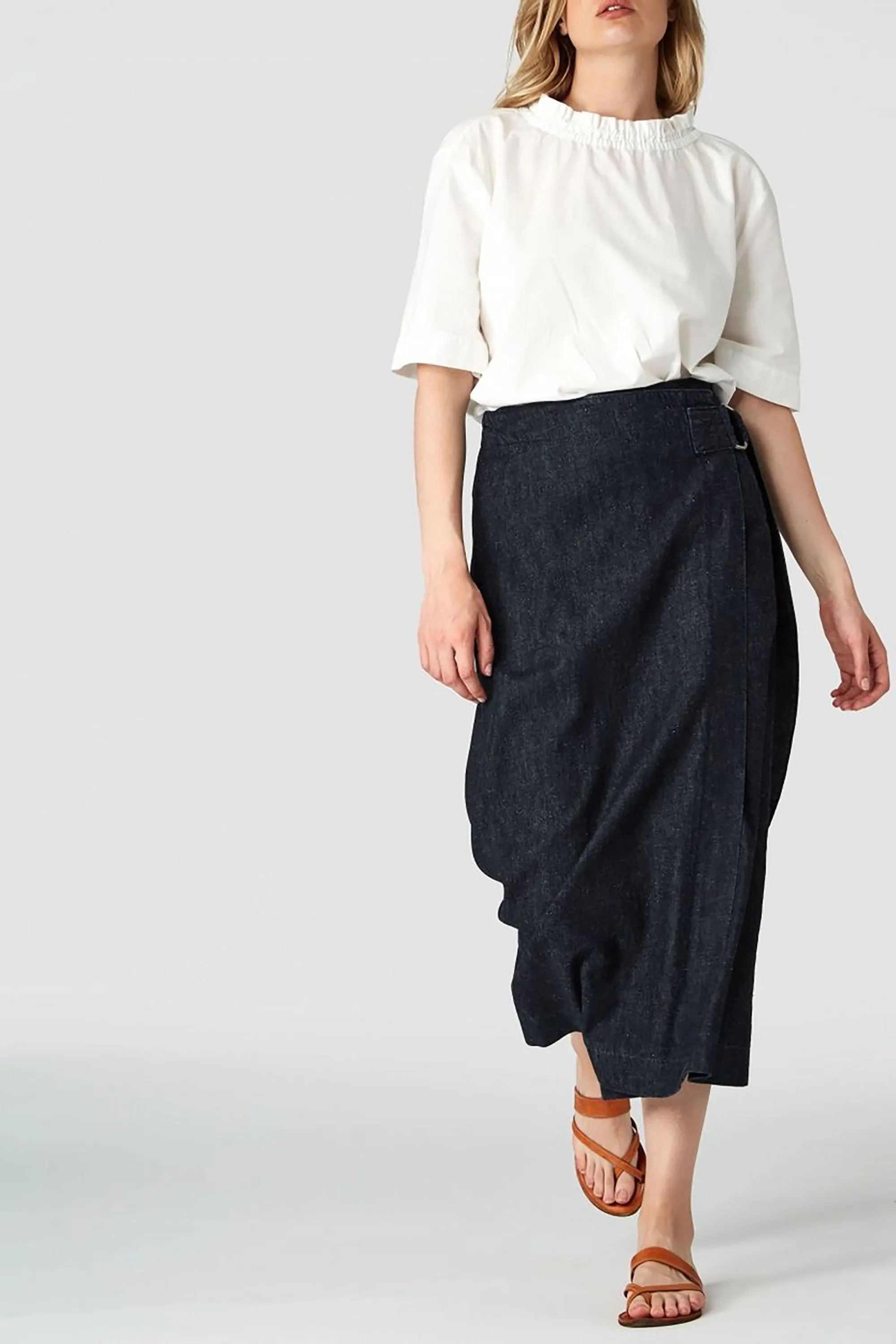 leia skirt dark hemp rinse <br> by Kings Of Indigo