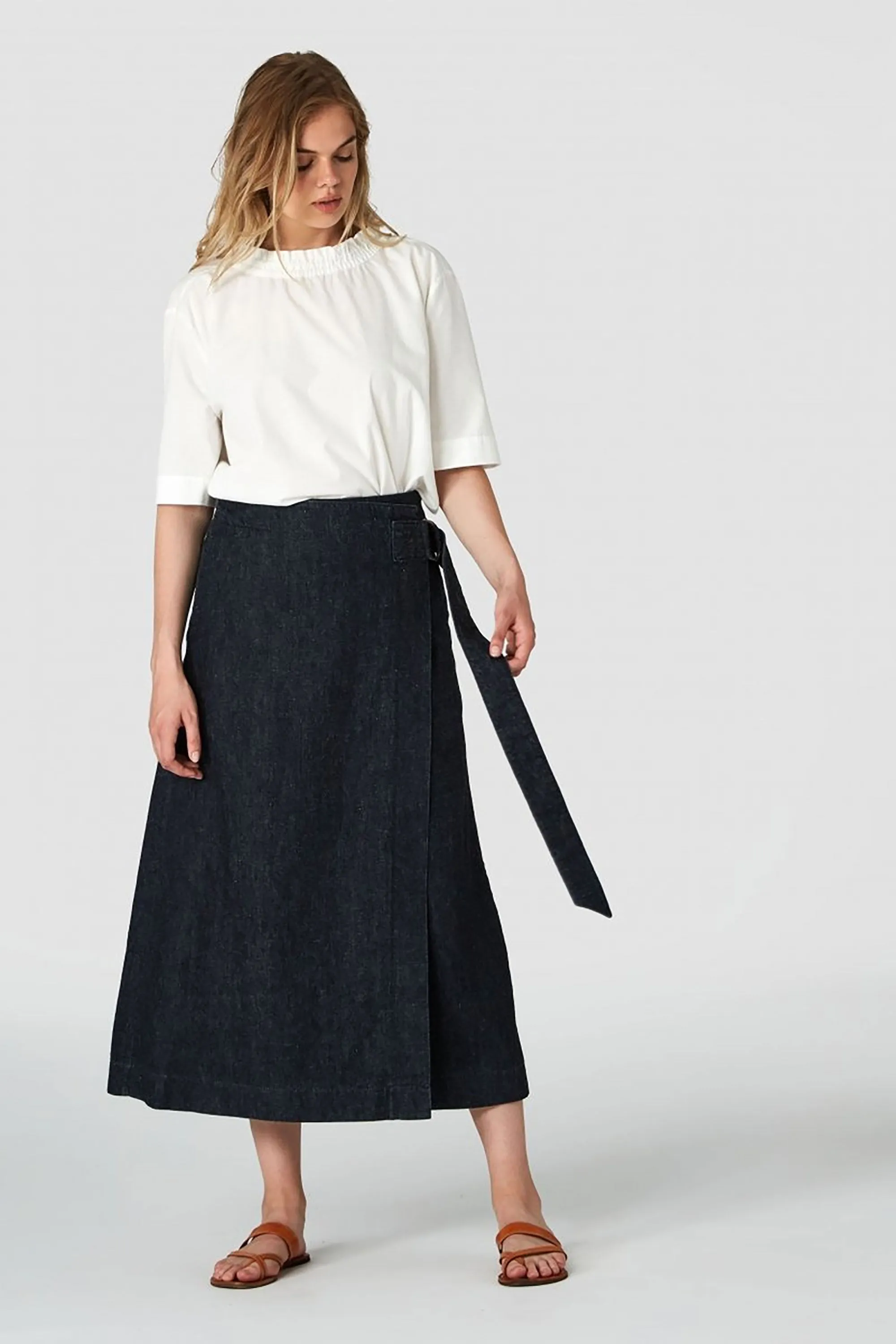 leia skirt dark hemp rinse <br> by Kings Of Indigo