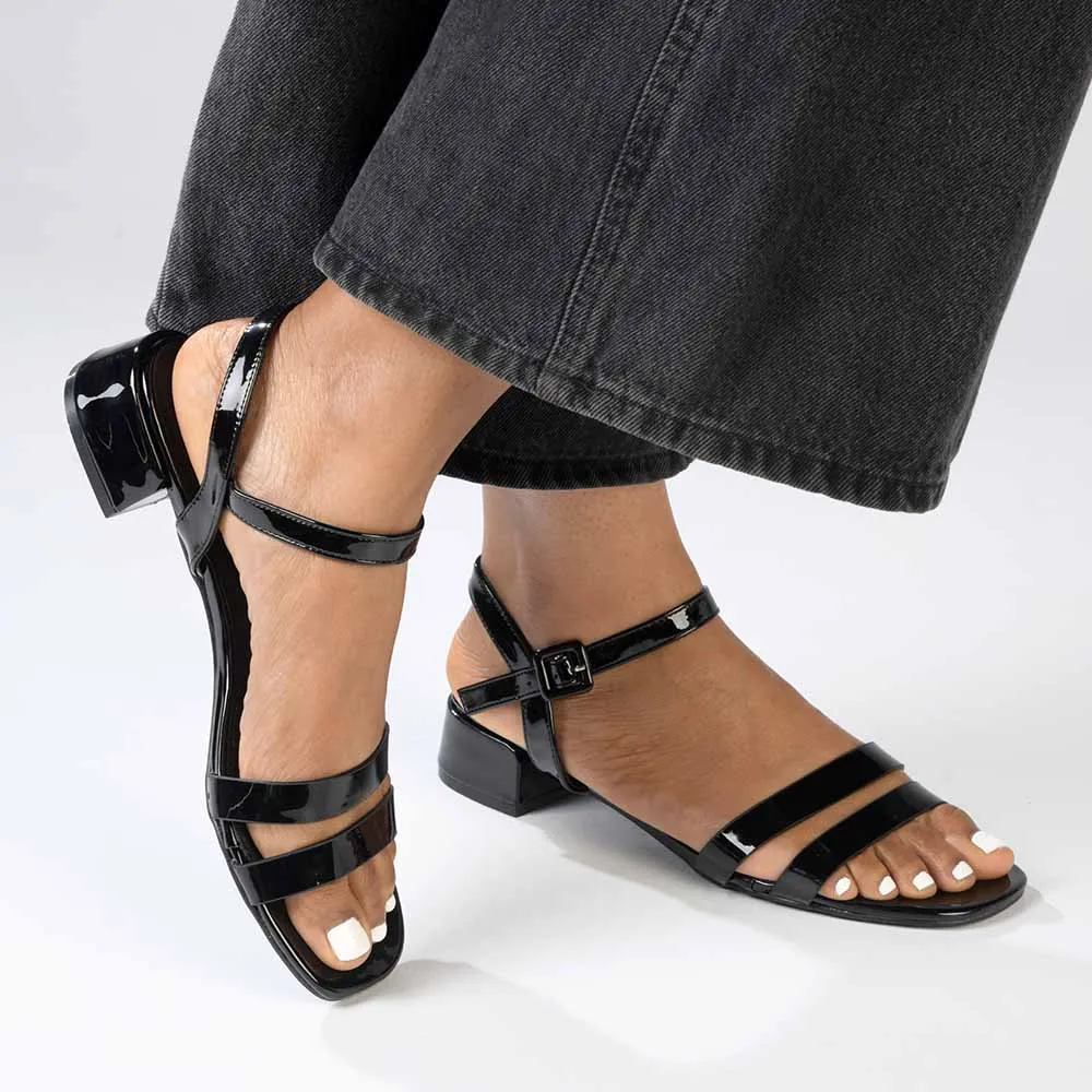 Madison Gentry Vamp Strap Sandal - Black