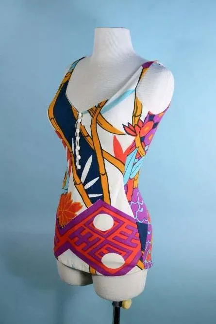 SOLD Vintage 60s Mod One Piece Bathing Suit/ Swim Suit Cole of California S