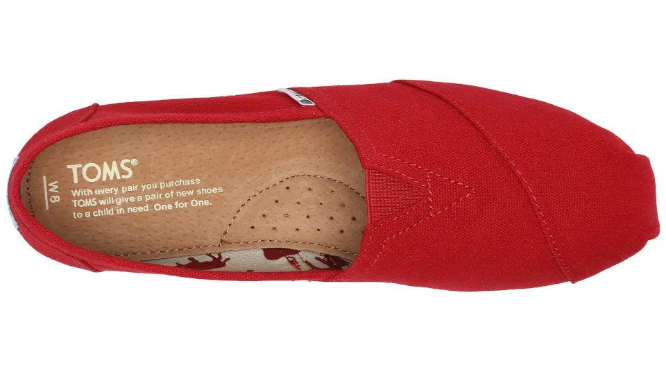 Womens Classic Red Canvas TOMS Shoes